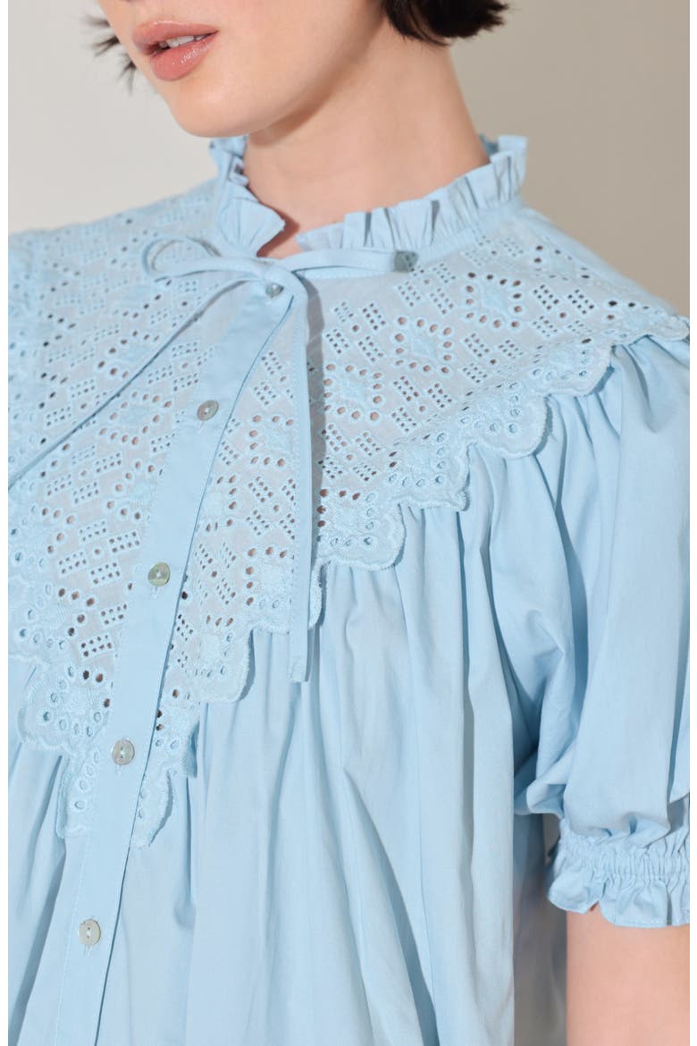 Puff Sleeve Cotton Baby Doll Top, Alternate, color, LIGHT BLUE
