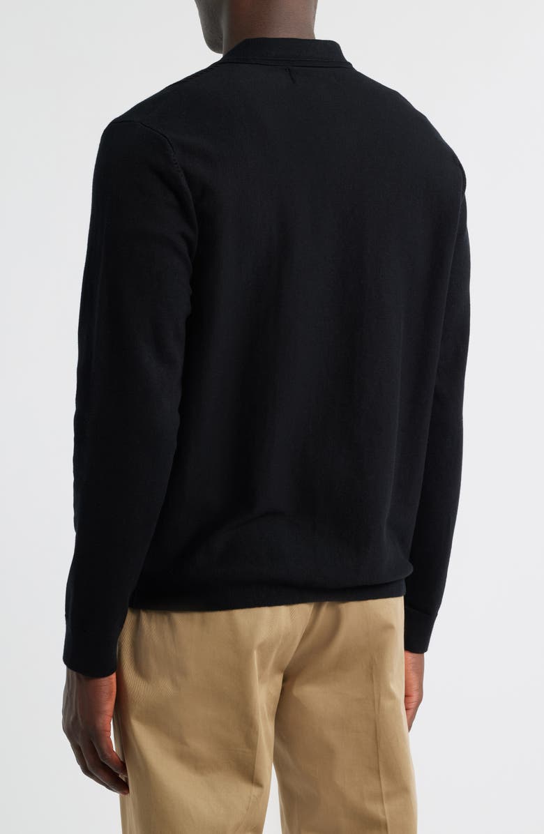 Wax London Lennox Ribbed Knit Cotton & Cashmere Zip-Up Shirt, Alternate, color, Black