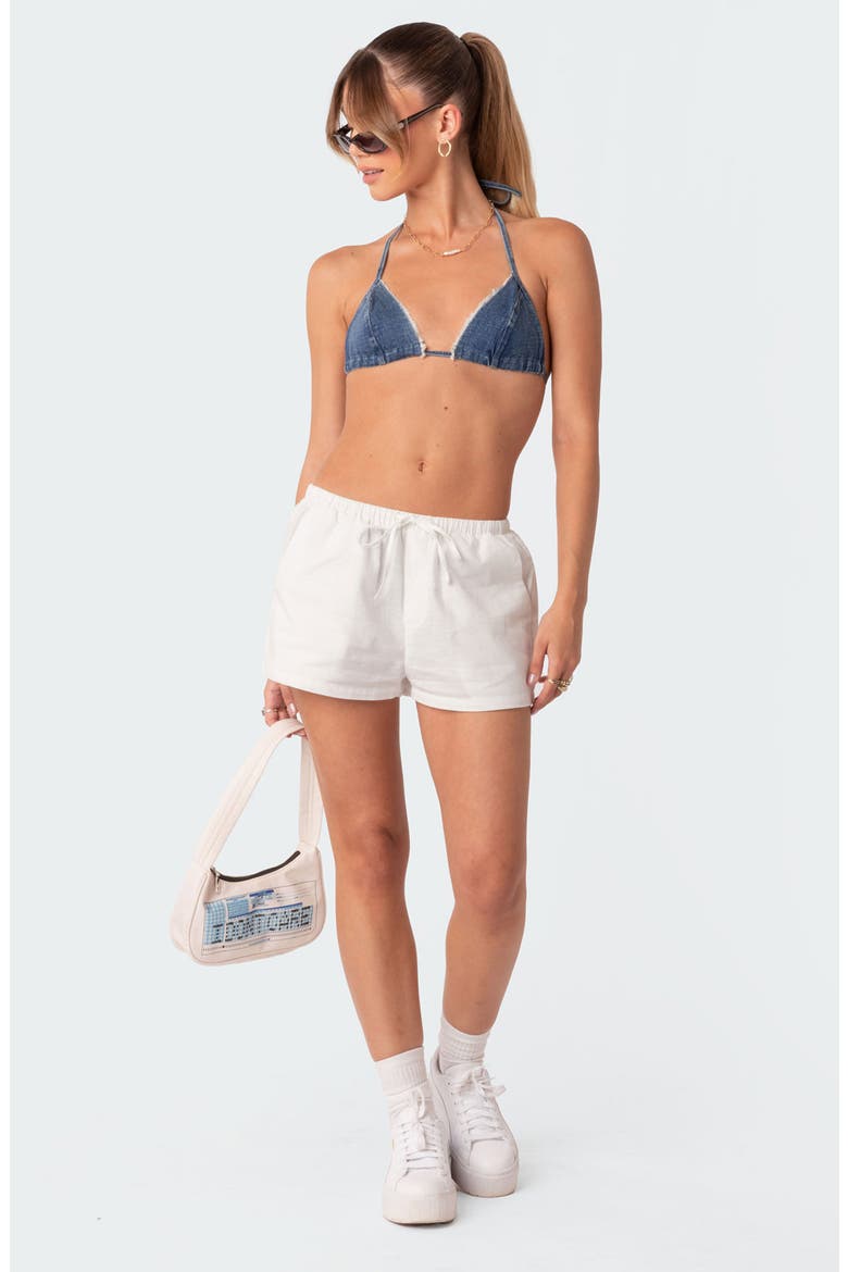 Leslie Cotton Drawstring Shorts, Alternate, color, WHITE