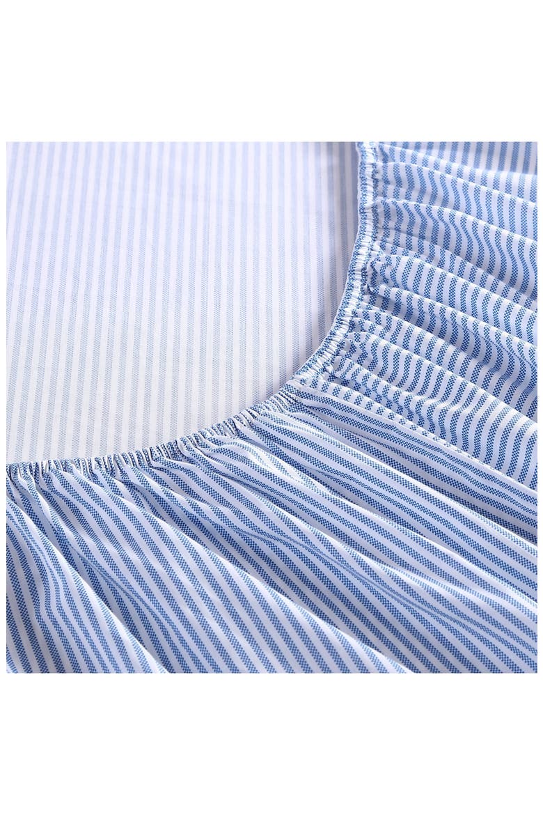 Oxford Stripe 200 Thread Count Cotton Percale Sheet Set, Alternate, color, BLUE/ WHITE