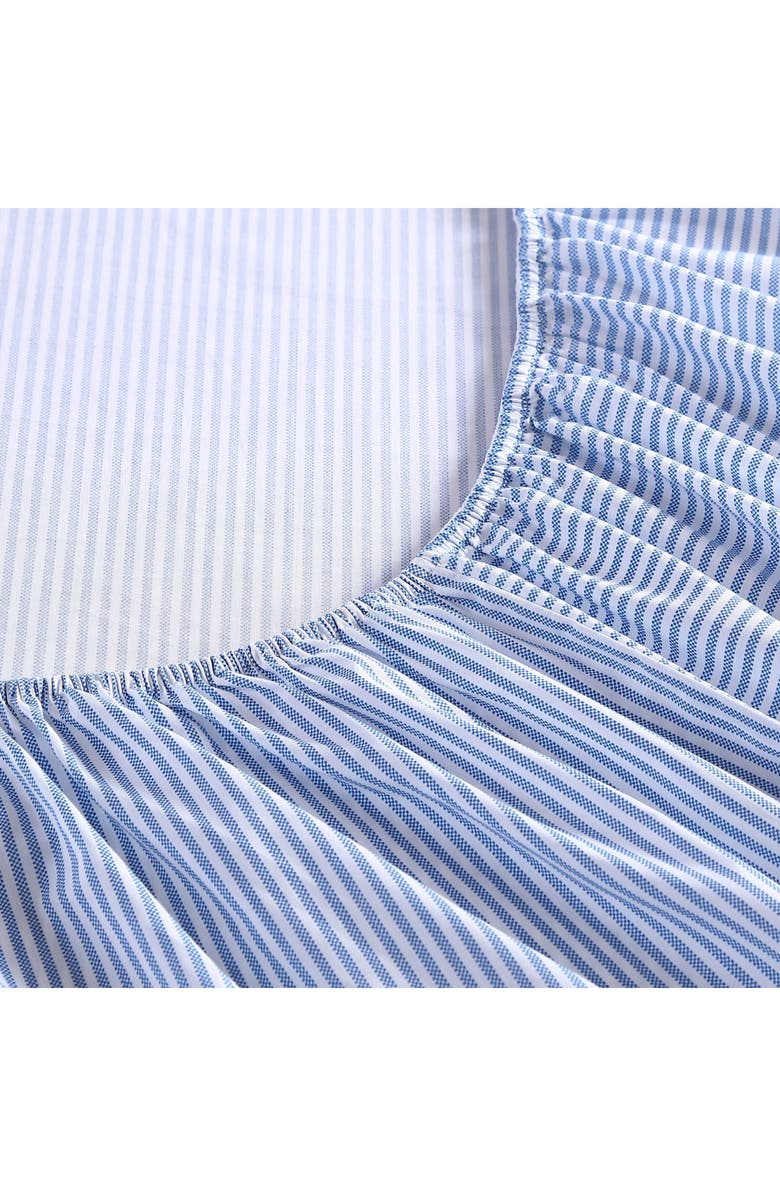 POPPY AND FRITZ Oxford Stripe 200 Thread Count Cotton Percale Sheet Set, Alternate, color, Blue/ White