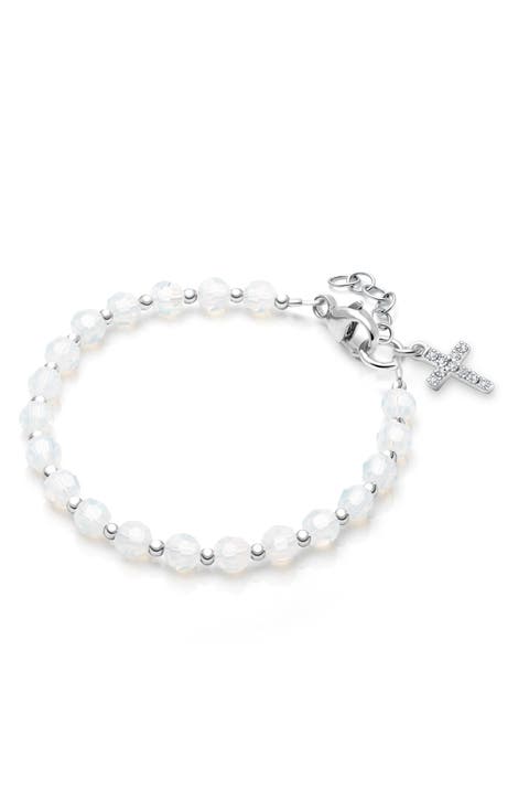 Sterling Silver Shimmer Crystal with Cross Bracelet