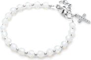 Tiny Blessings Sterling Silver Shimmer Crystal with Cross Bracelet