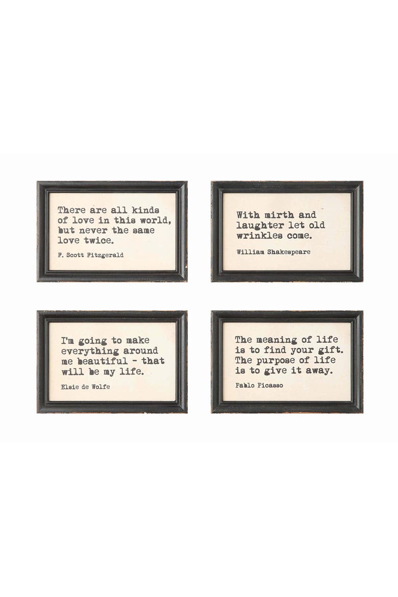Framed Wall Decor with Quotes, Main, color, Brown