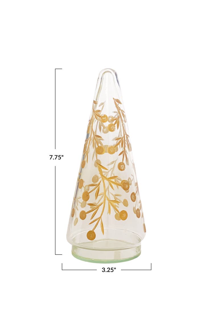 Gold Etched Handblown Glass Tree, Alternate, color, Gold