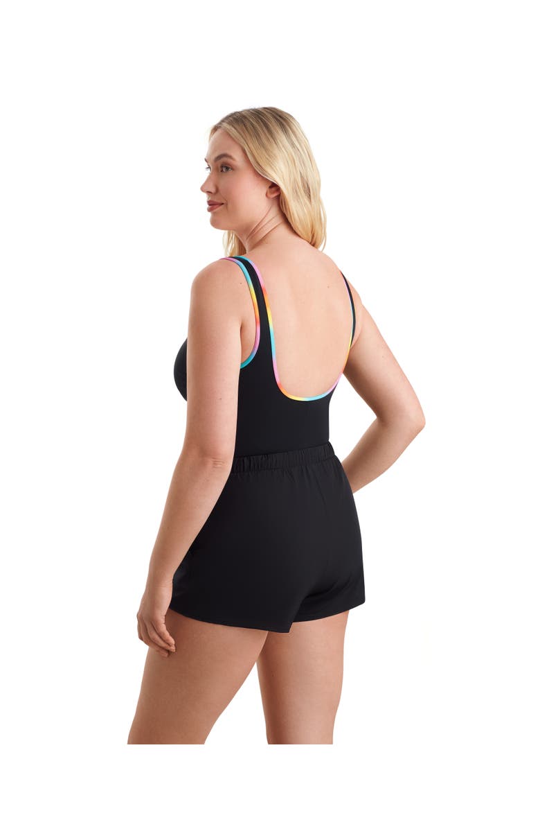 ShapeSolver Sport Shirred Zipper Runaround Chlorine Resistant One-Piece Swimsuit, Alternate, color, Ombre Sorbet
