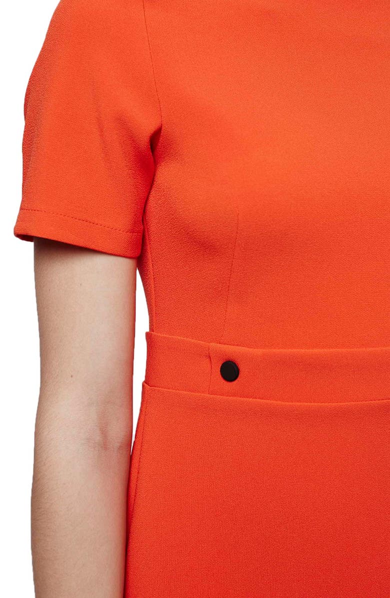 Topshop Short Sleeve Shift Dress, Alternate, color, Red