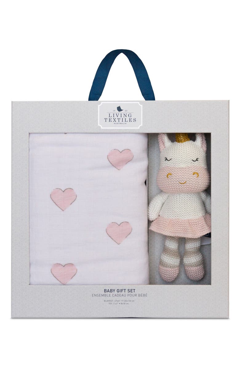 Living Textiles Baby Bento Swaddle Blanket & Kenzie Stuffed Animal Gift Set, Main, color, 