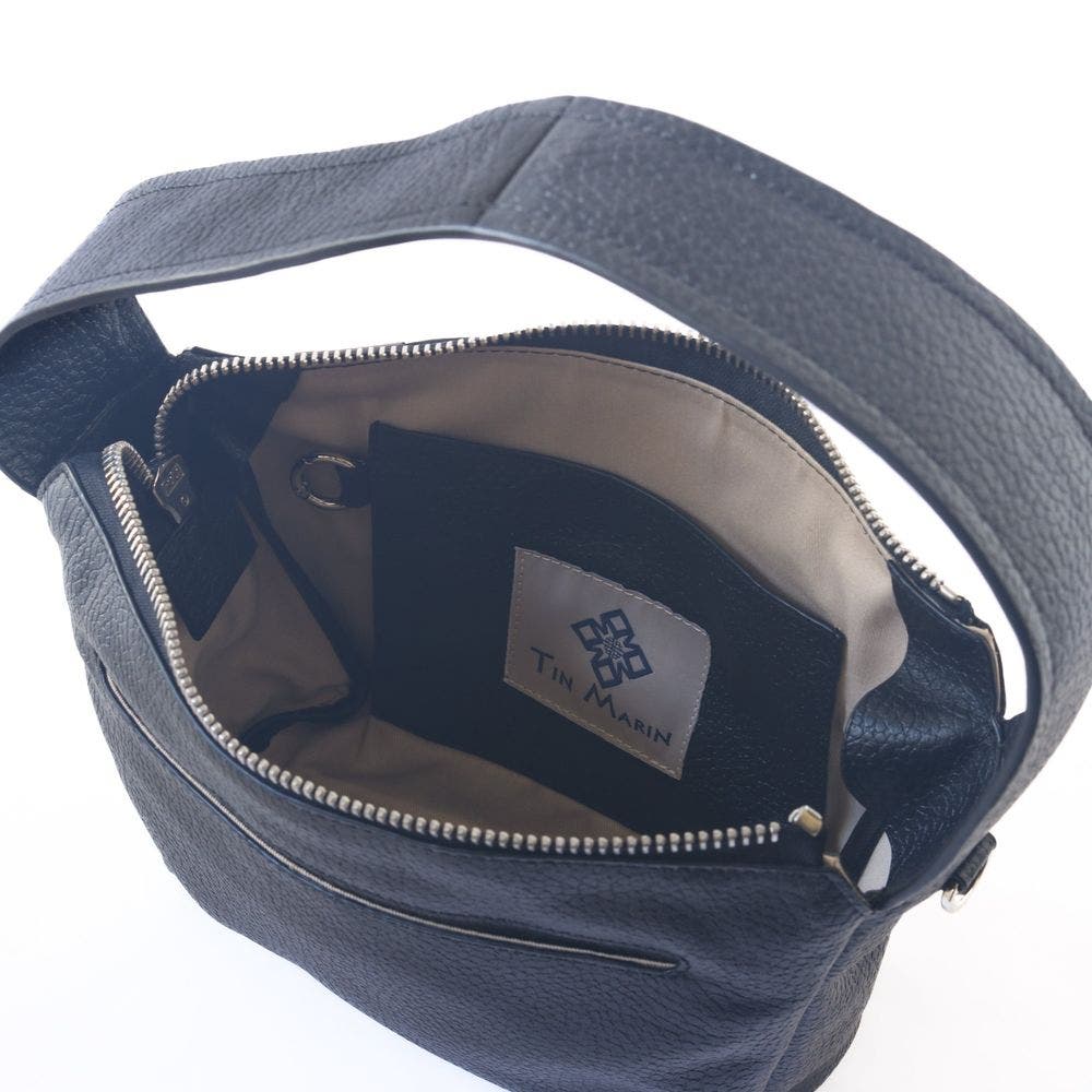 Tin Marin Maina Shoulder Leather Bag, Alternate, color, Black