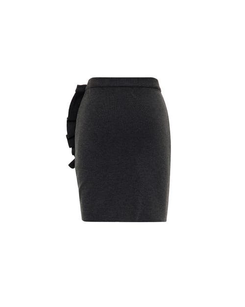 Theo The Label Women's Nomia Ruffle Knit Skirt - Heather Grey In Heather Grey