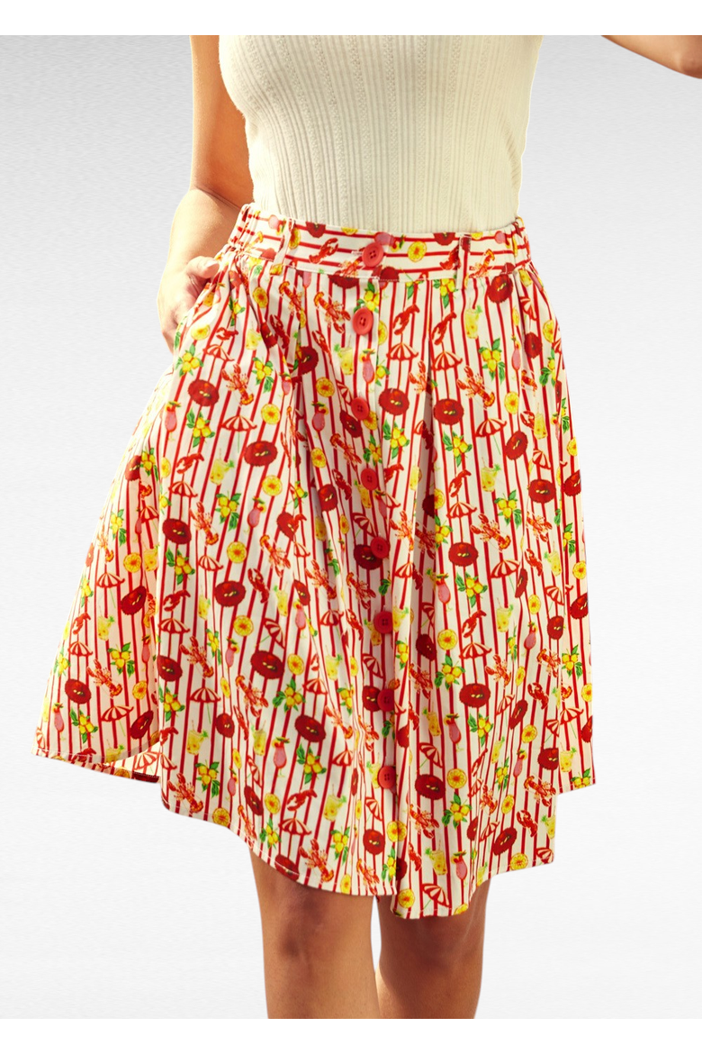Perfectly Pleated Button Front Skirt, Main, color, Kitschy Coastal