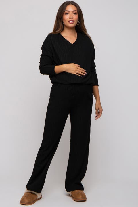 Ribbed Soft Knit Long Sleeve Pajama Set