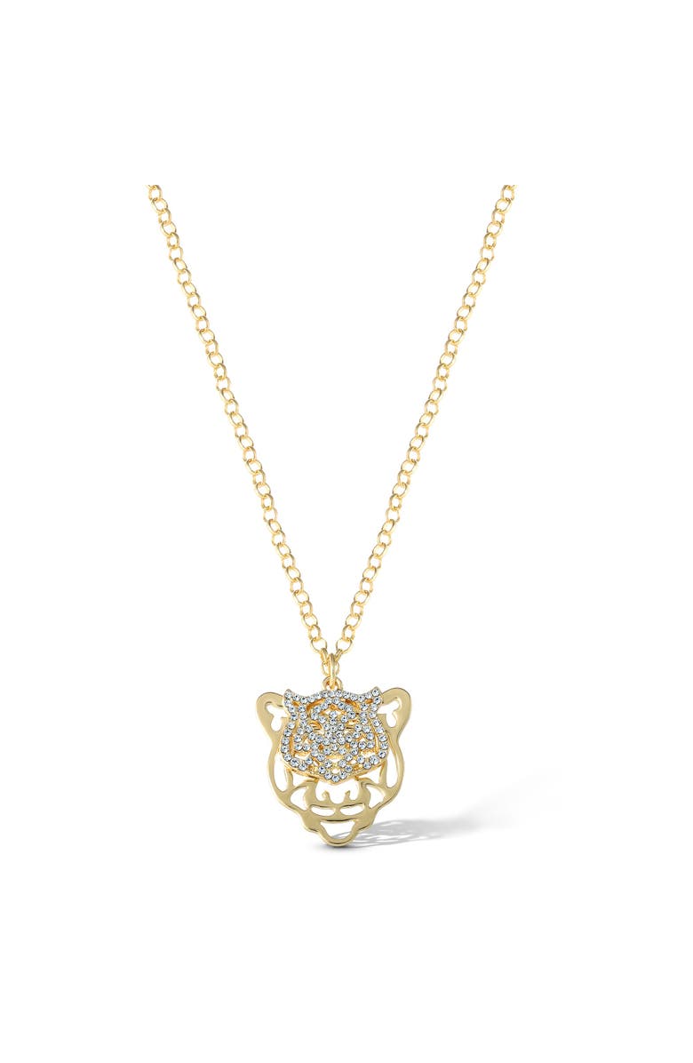 Jessica Simpson Gold-Tone Tiger Pendant Necklace with Rhinestones, Alternate, color,