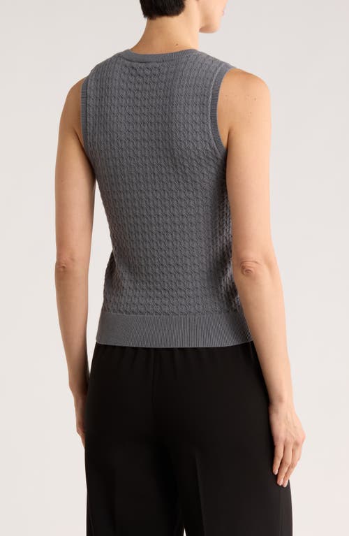 Dr2 By Daniel Rainn Floral Pointelle Sweater Tank In Gray