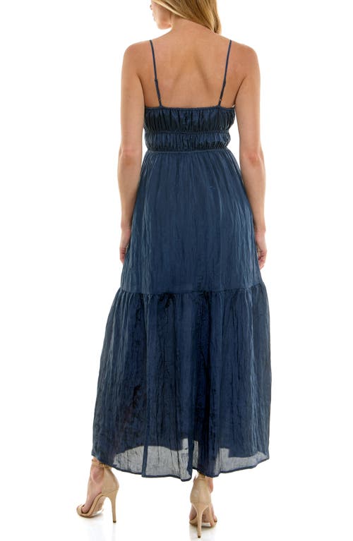 Socialite Cami Empire Waist Tiered Maxi Dress In Blue