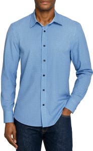 CONSTRUCT Slim Fit Diamond Geo Woven Long Sleeve Basic Shirt