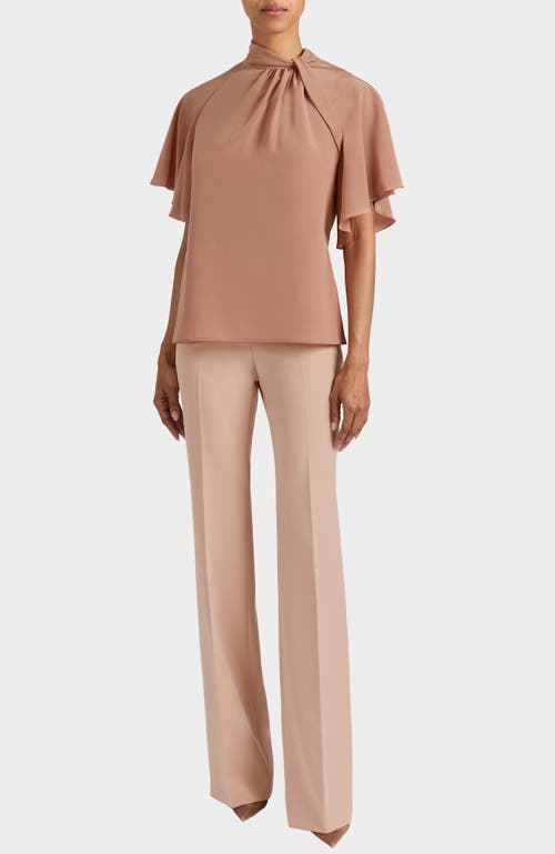 Santorelli Joyce Silk Mock Neck Blouse In Gold