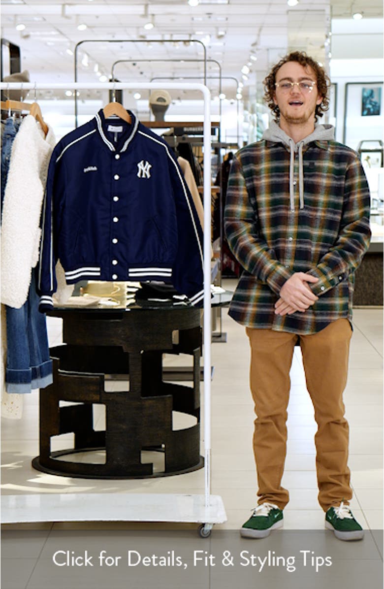 New York Yankees Curve Nylon Varsity Jacket, sales video thumbnail