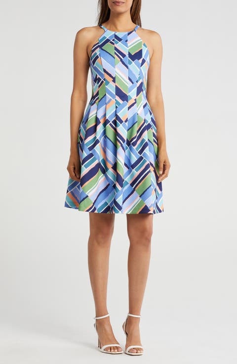 Pleated Fit & Flare Dress