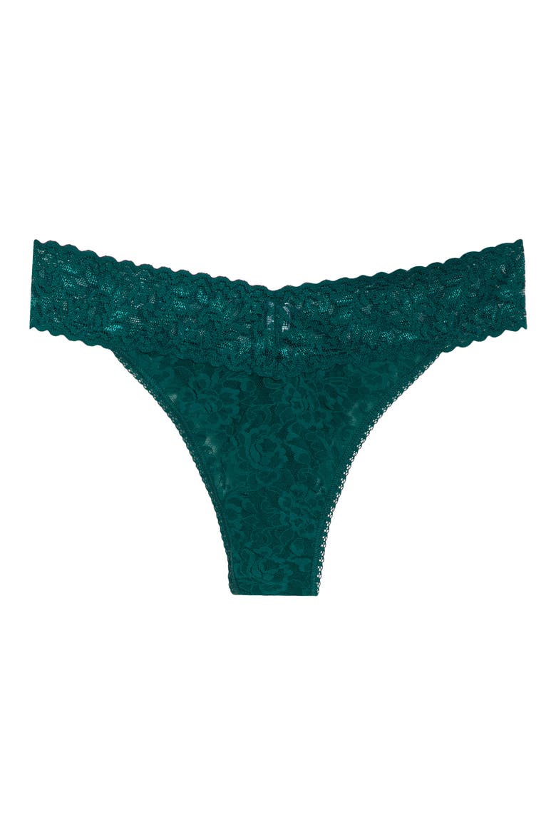 Original Rise Lace Thong, Alternate, color, FOREST GREEN