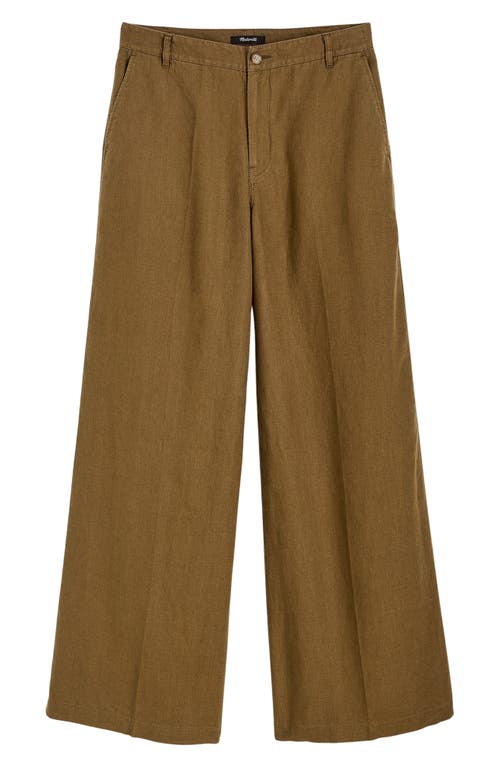 Madewell Zoe Relaxed Wide Leg Linen Pants In Safari Khaki