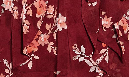 City Chic Tallulah Floral Long Sleeve Faux Wrap Dress In Port Ditsy ...