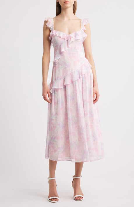 Lulus Parker Floral Ruffle Detail Chiffon Dress