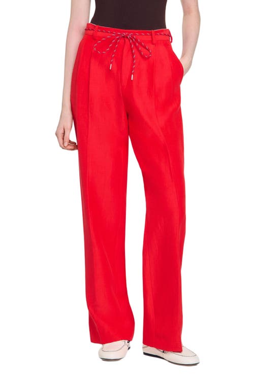 Sandro Drawstring Trousers In Red