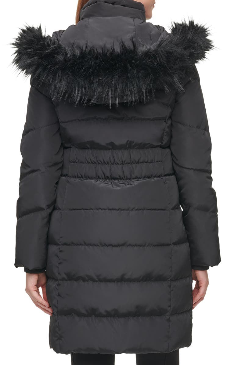 KARL LAGERFELD PARIS Water Resistant Down & Feather Parka with Faux Fur Trim, Alternate, color, 