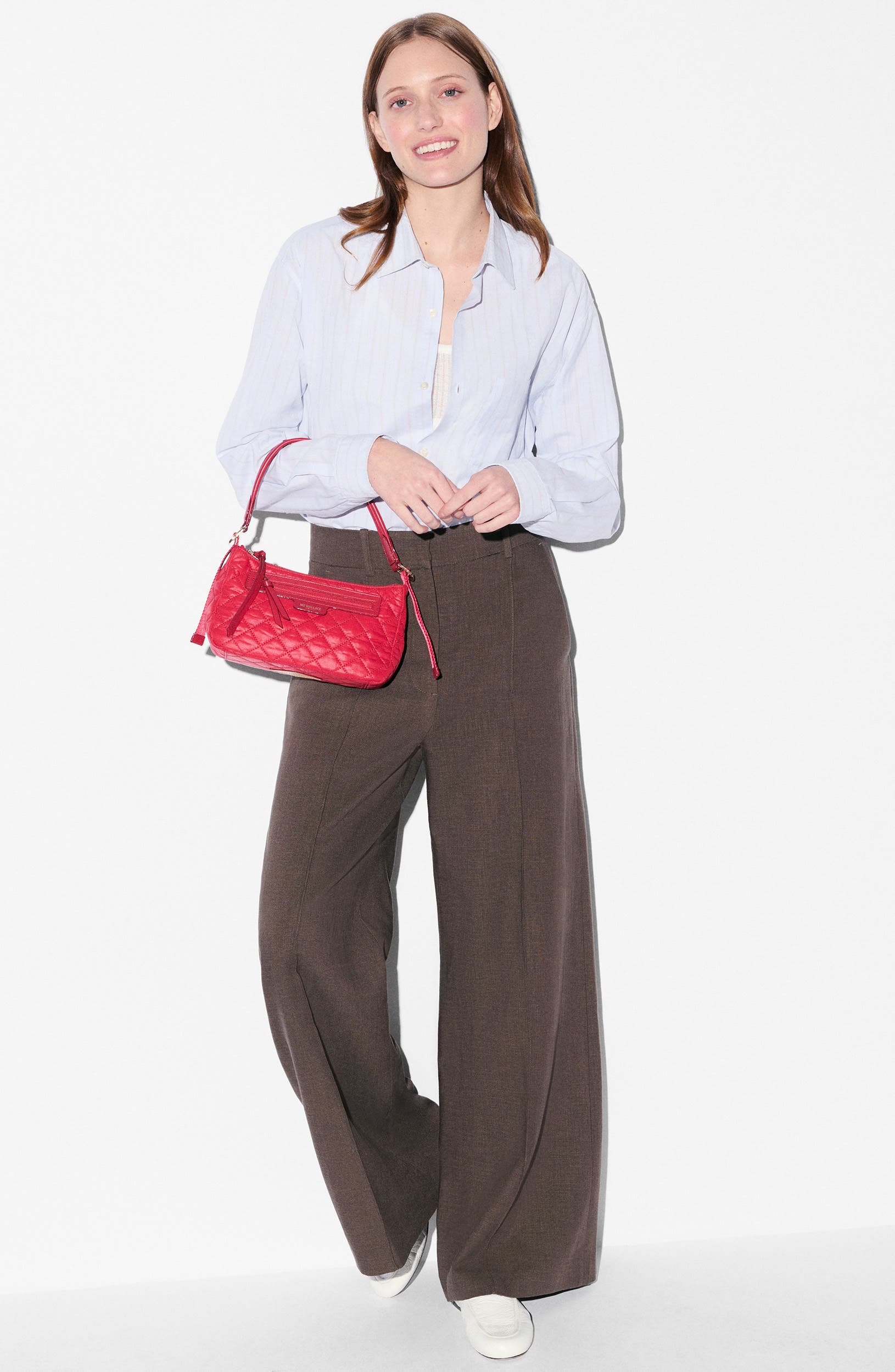 Small Park Quilted Nylon Shoulder Bag, Alternate, color, APPLE