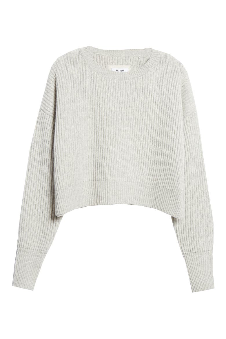 Wool & Cashmere Crop Sweater, Alternate, color, HEATHER GREY