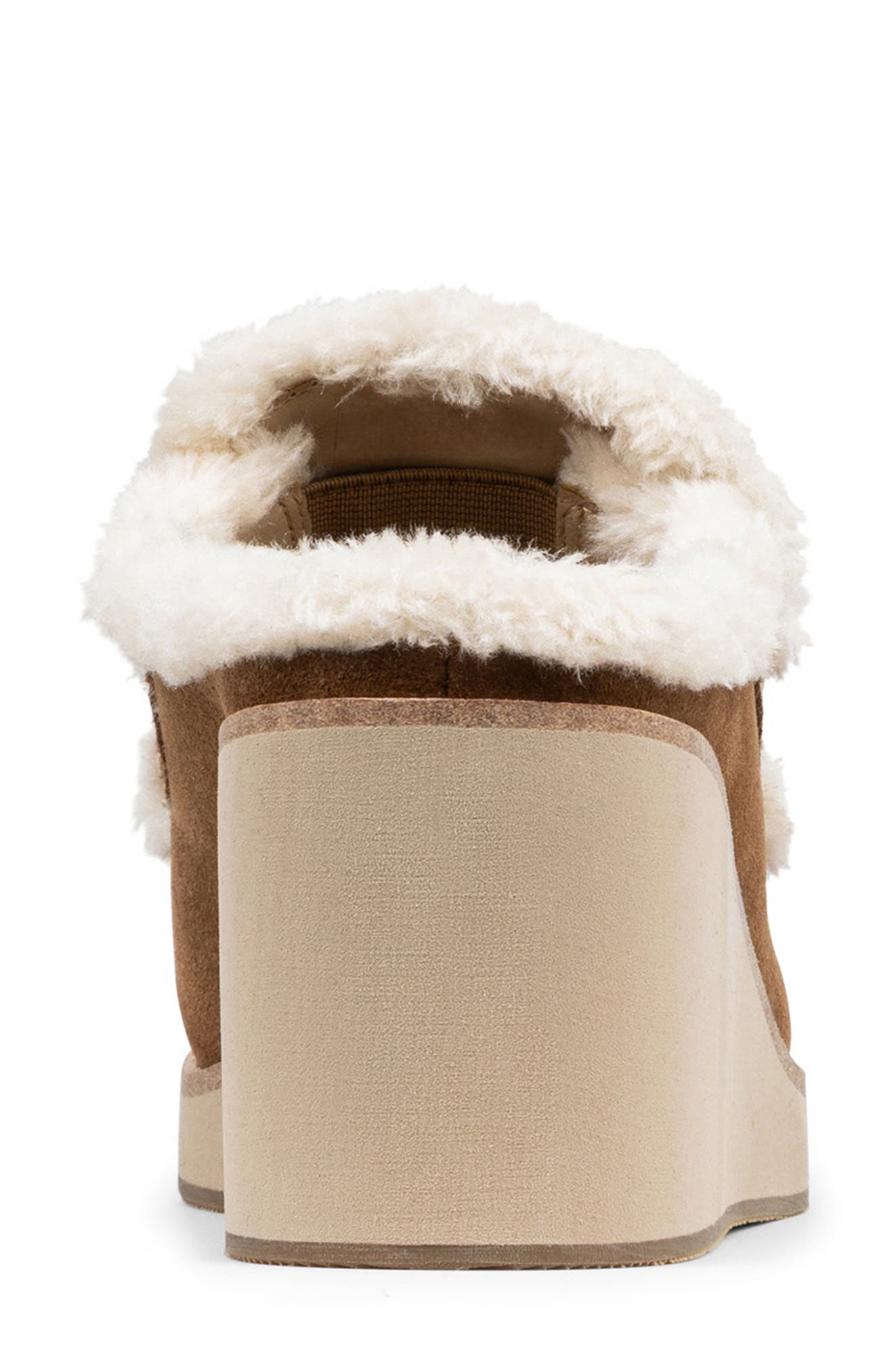 Donald Pliner Faux Shearling Lined Wedge Clog, Alternate, color, Saddle