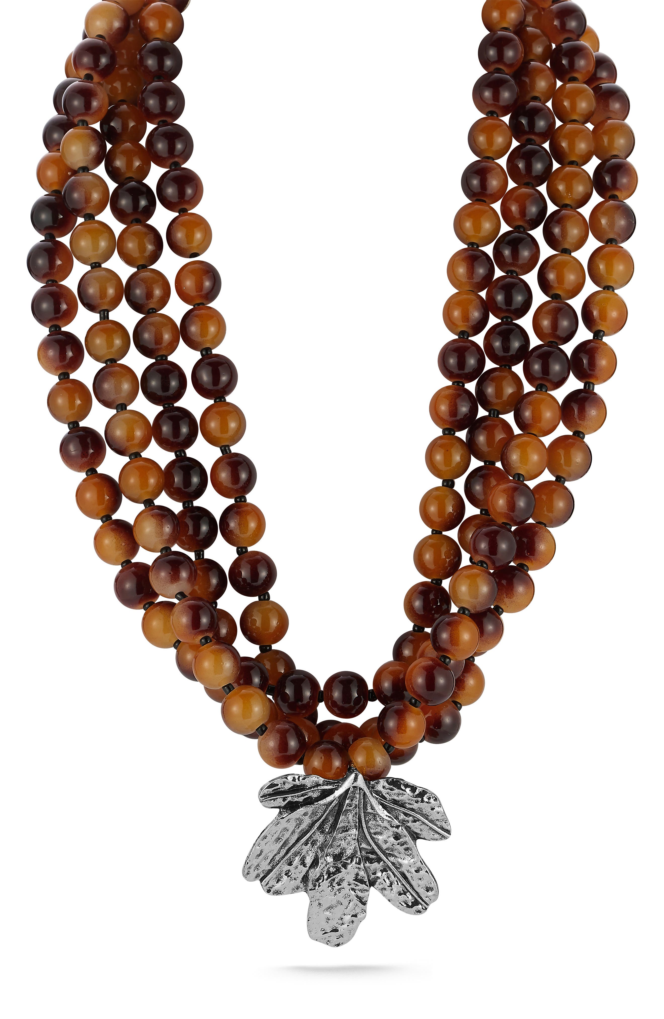 Leaf Pendant Multistrand Resin Statement Necklace