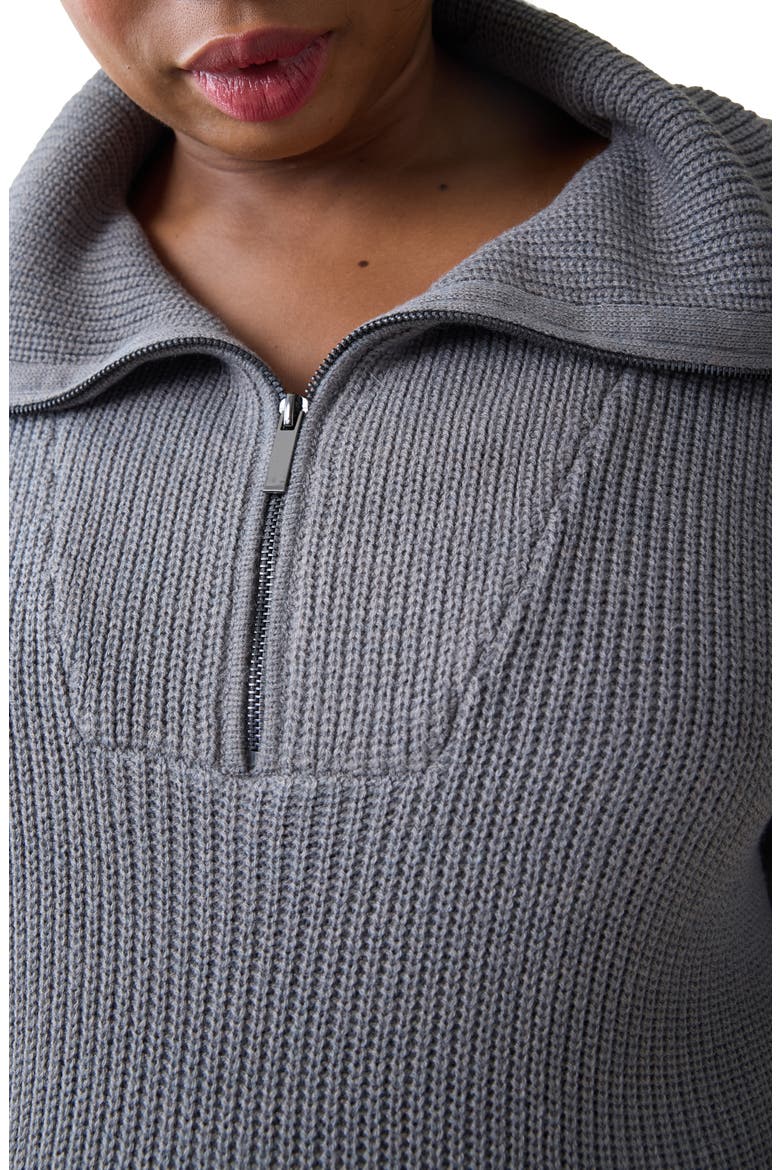 Quarter Zip Maternity Sweater, Alternate, color, DARK GRAY