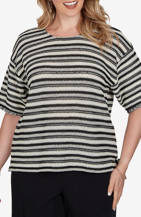 Fringe Textured Striped Top