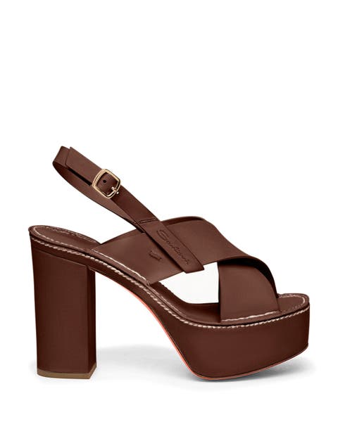 Leather high-heel sandal