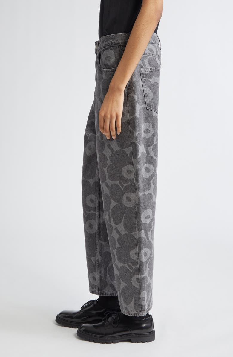Marimekko Maridenim Unikko Barrel Leg Jeans, Alternate, color, Light Grey