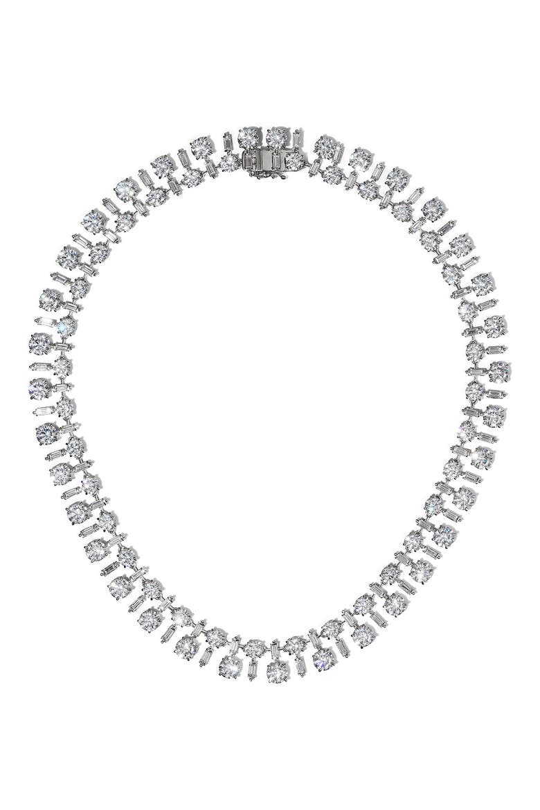 Stellar Bold Cubic Zirconia Collar Necklace, Main, color, RHODIUM