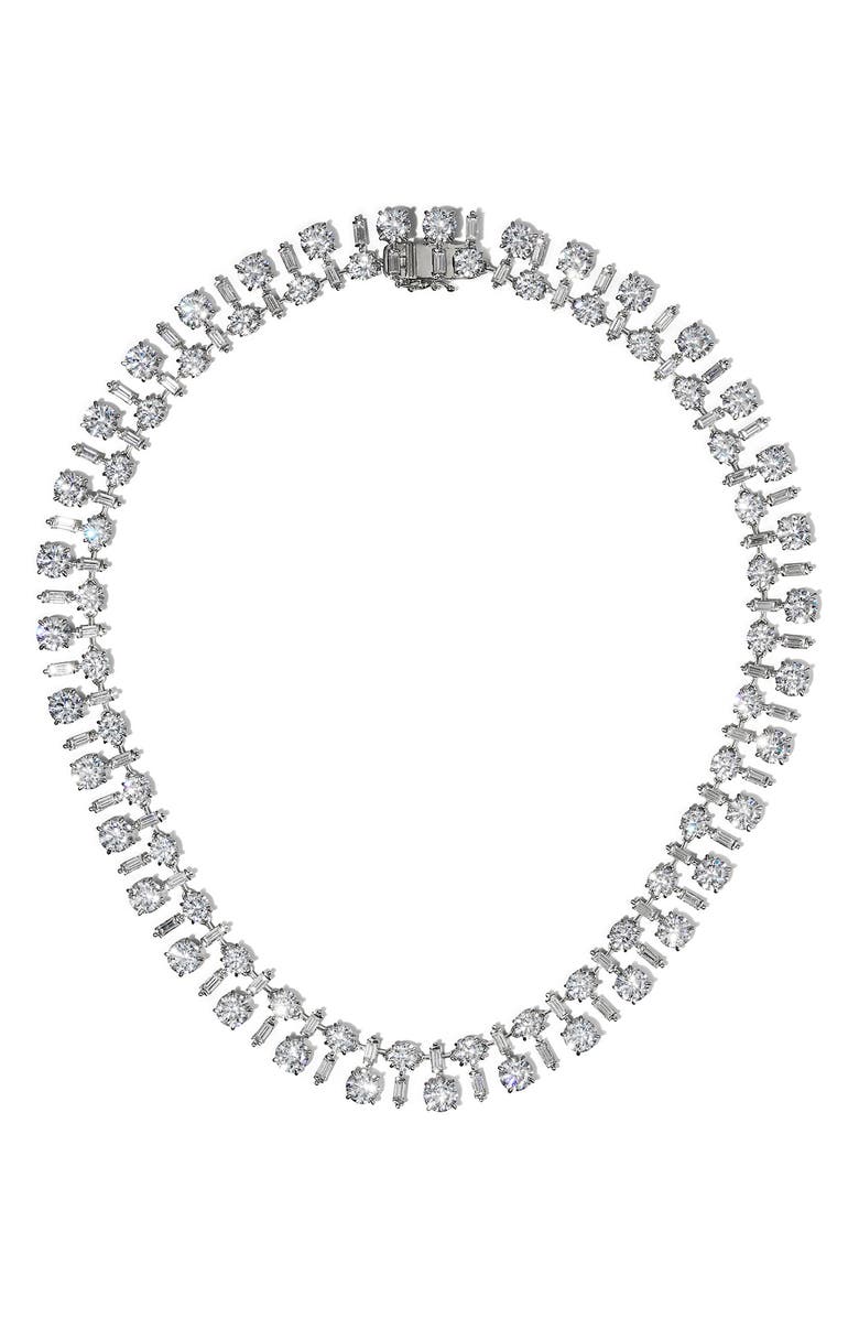 Nadri Stellar Bold Cubic Zirconia Collar Necklace, Main, color, Rhodium