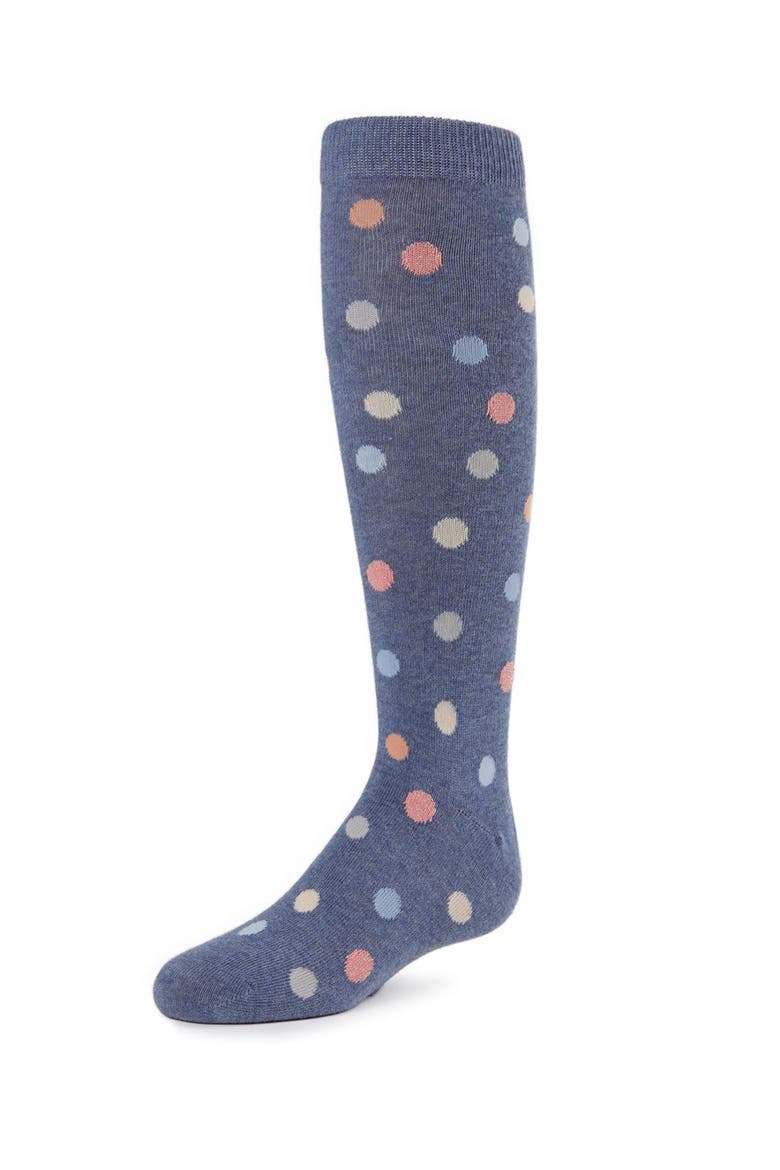 Polka Point Knee Socks, Main, color, Denim