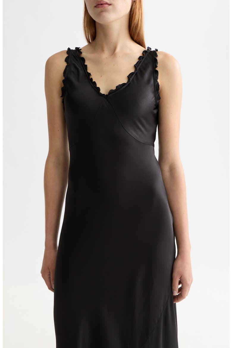 Ruffle Trim Maxi Slipdress, Alternate, color, METEORITE