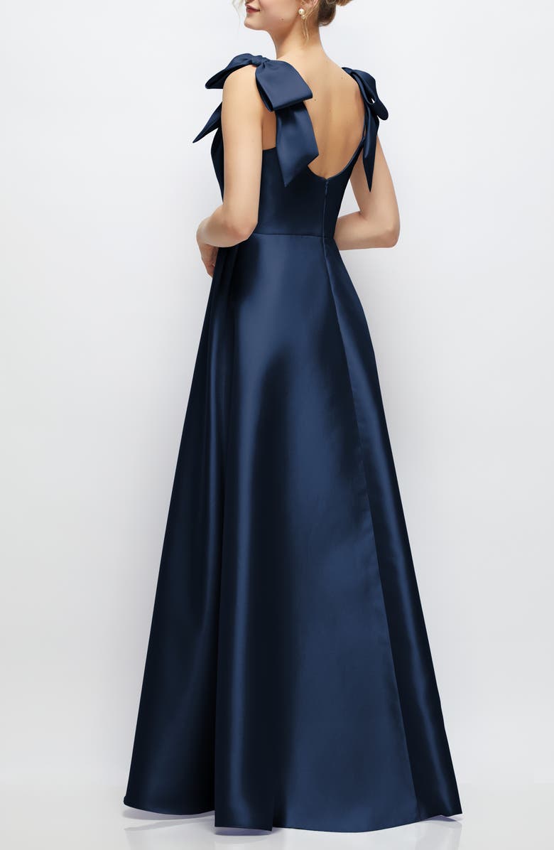 Alfred Sung Bow Detail Ball Gown, Alternate, color, Midnight