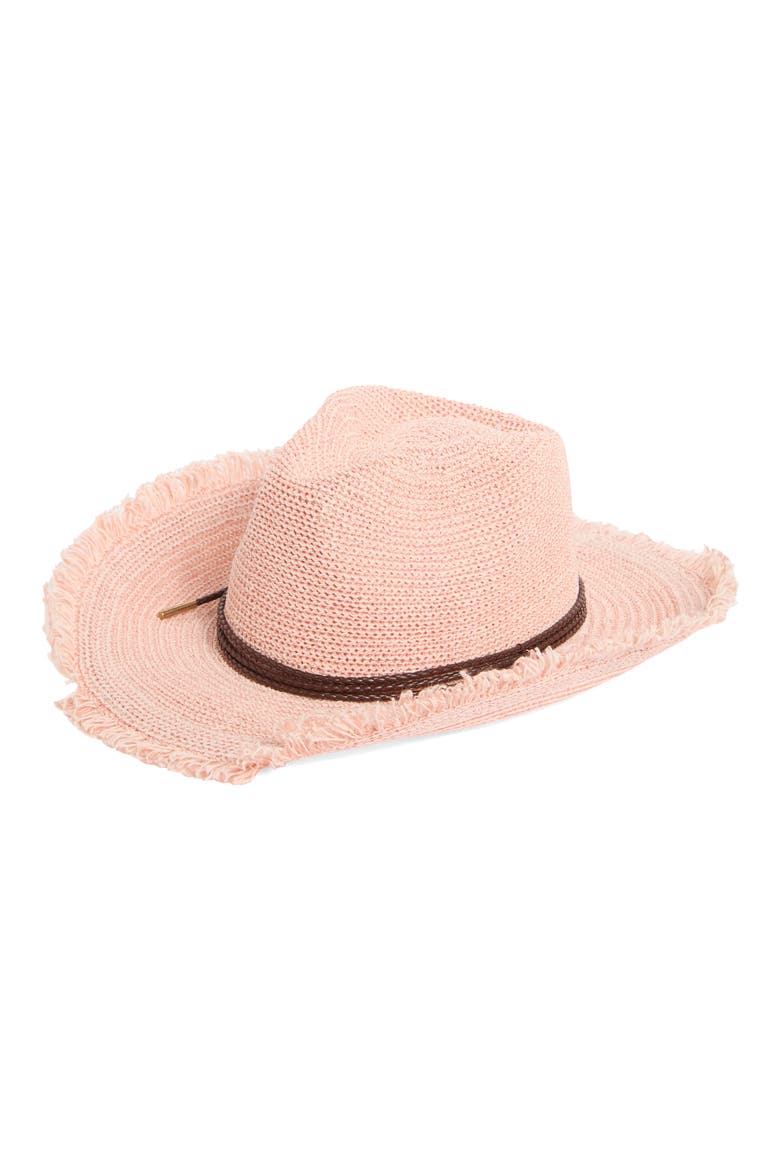 Packable Knit Cowboy Hat, Main, color, BLUSH