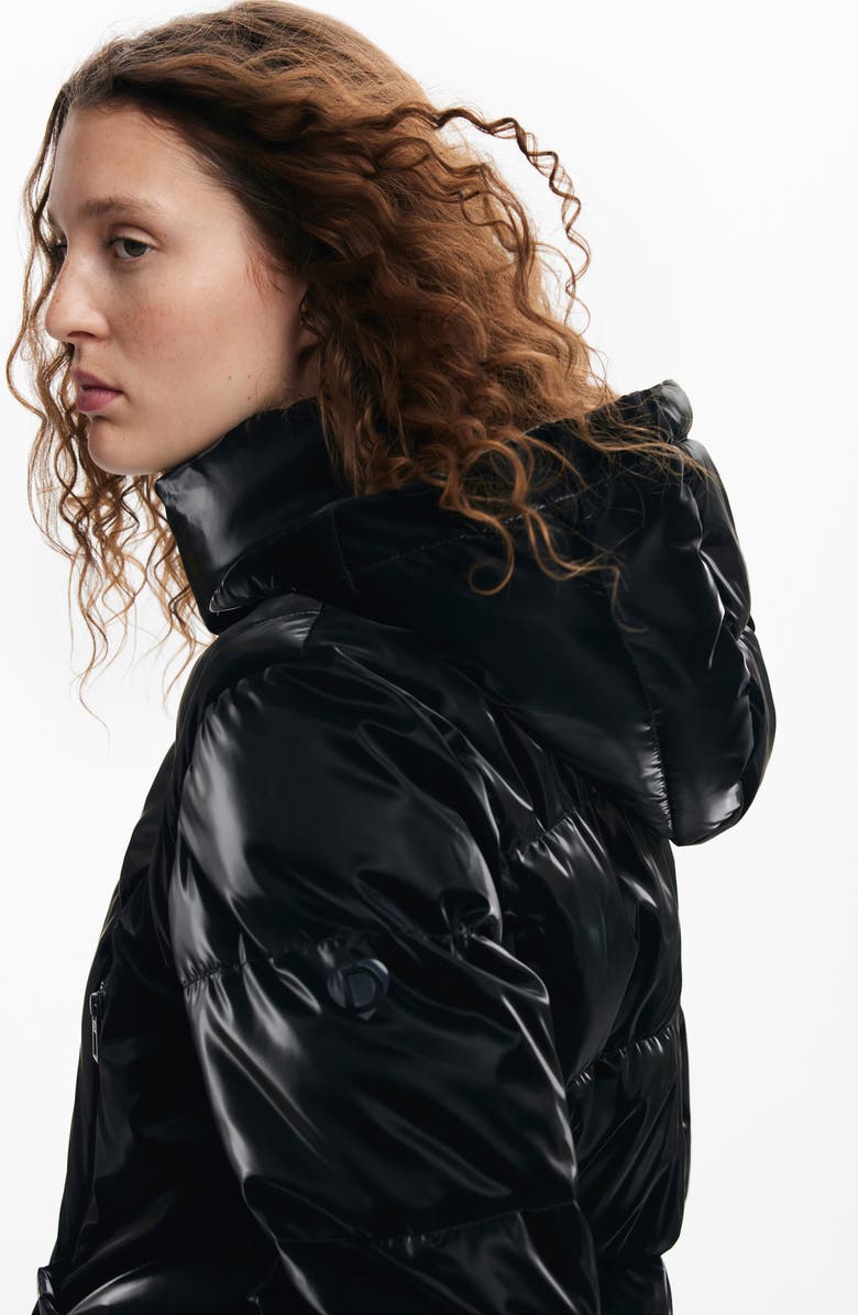 Desigual Faux Patent Leather Padded Jacket, Alternate, color, 