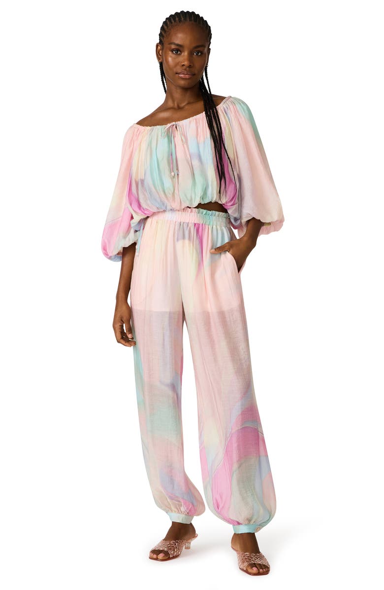 Steve Madden Auda Colorblock Parachute Pants, Alternate, color, Pastel Multi