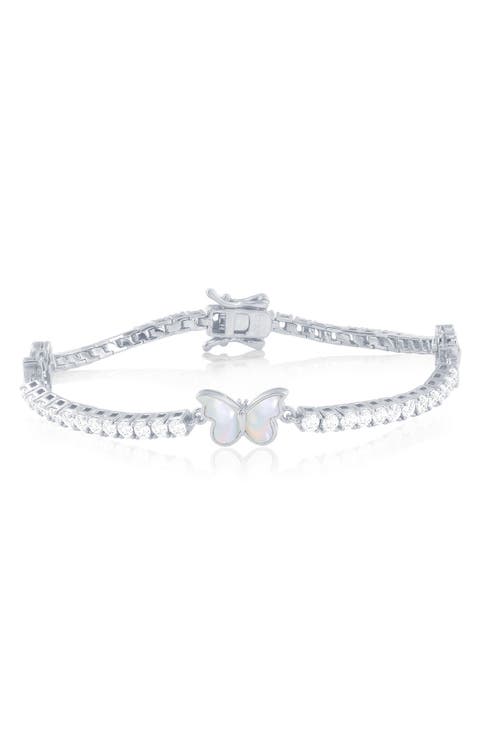 Mother of Pearl Butterfly Cubic Zirconia Tennis Bracelet