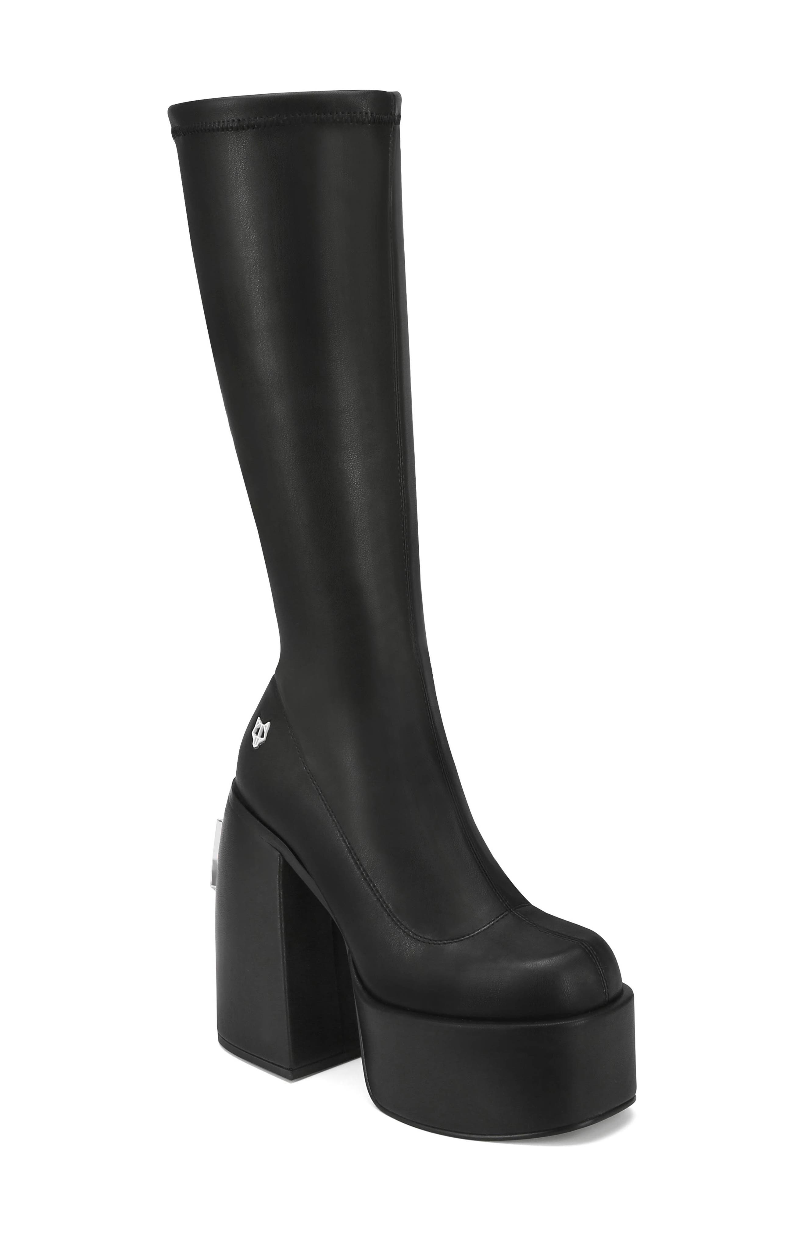 Spice Platform Tall Boot, Alternate, color, BLACK STRETCH