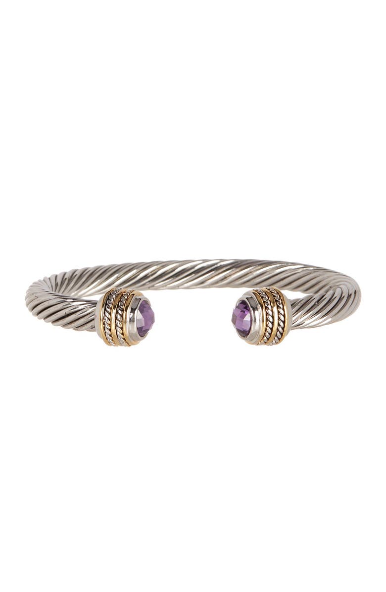 MESHMERISE Purple Amethyst End Twisted Cuff Bracelet, Main, color, 