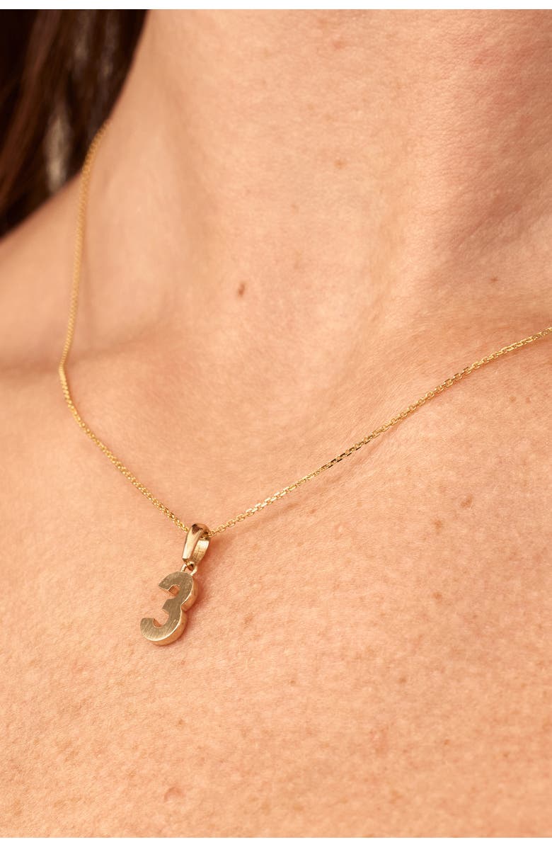 Oradina 14K Gold My Number Pendant Charm, Alternate, color, Number 0