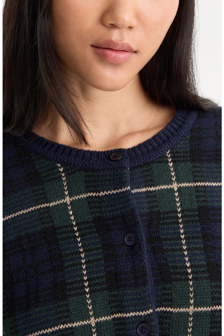 Plaid Jacquard Cardigan, Alternate, color, FOREST PLAID